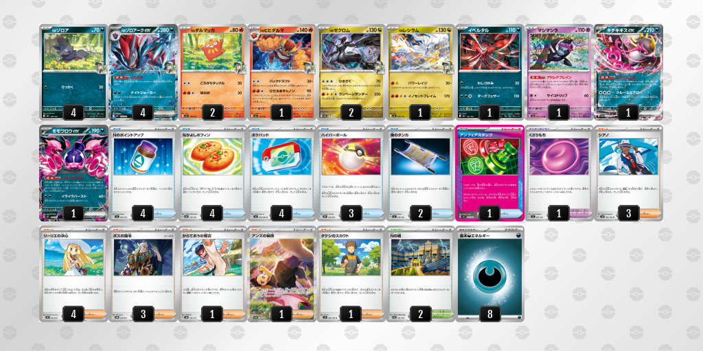 準優勝｜のや選手｜Nのゾロアークexのデッキレシピ