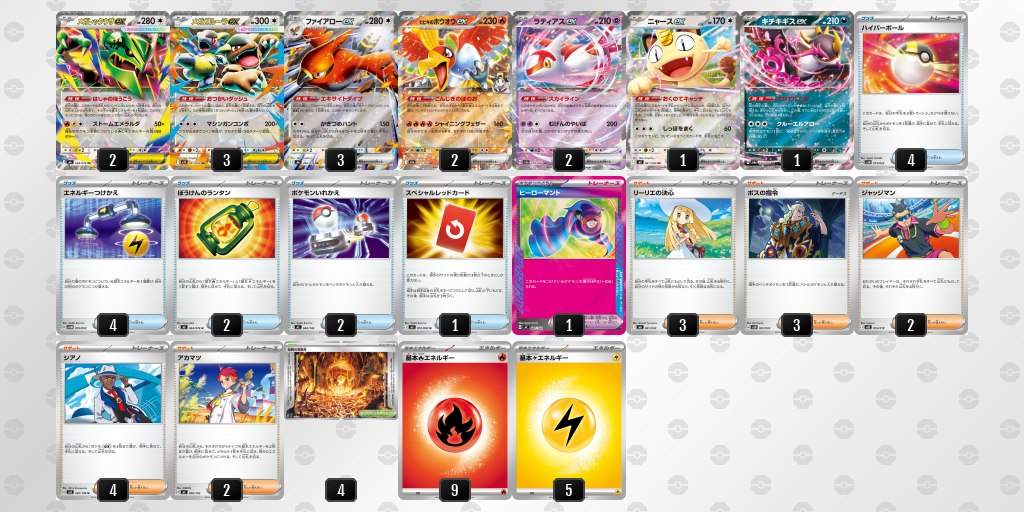 ベスト8｜トピ選手｜メガレックウザex／ファイアローexのデッキレシピ
