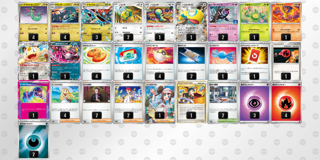 ベスト8|NEW選手|ドラパルトex/ノココッチのデッキレシピ