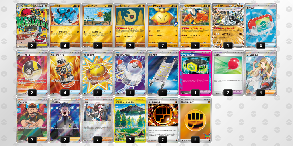 ベスト8｜ドラムスコ選手｜メガルカリオexのデッキレシピ