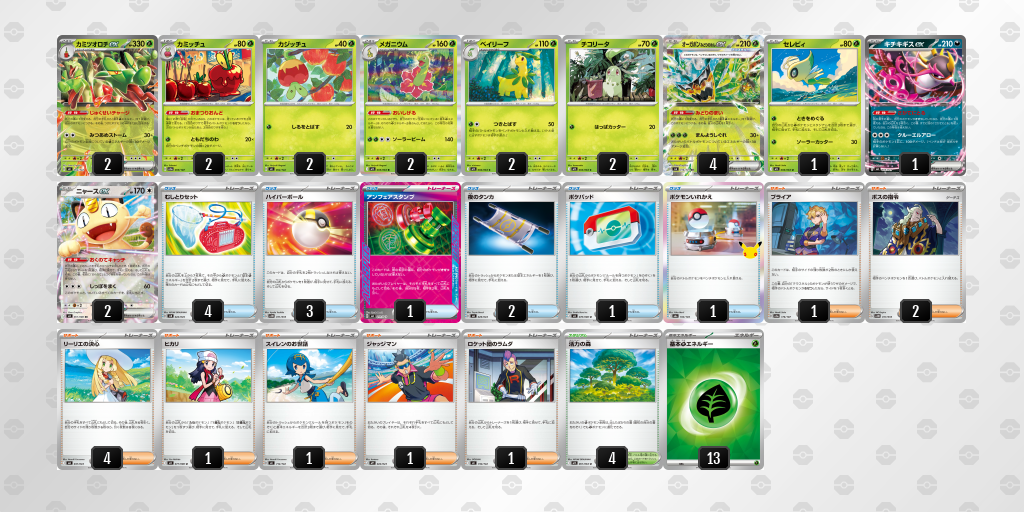 準優勝｜らい選手｜カミツオロチex／オーガポン みどりのめんexのデッキレシピ