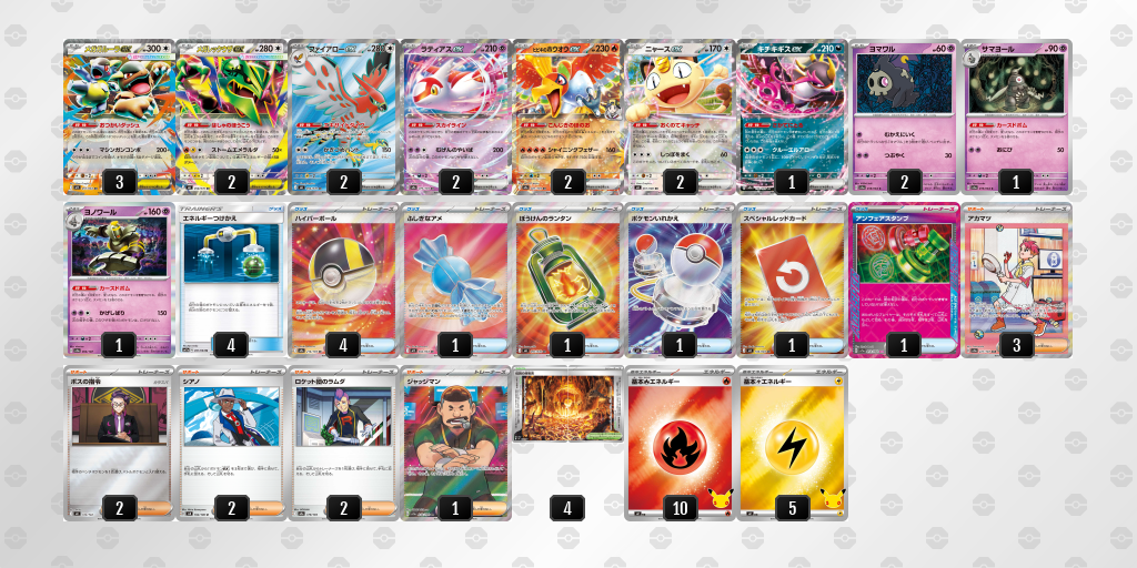 準優勝｜LIKORO選手｜メガレックウザex／ファイアローexのデッキレシピ