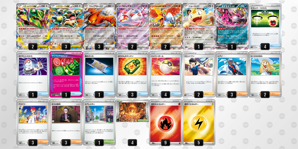 ベスト8｜昇竜選手｜メガレックウザex／ファイアローexのデッキレシピ