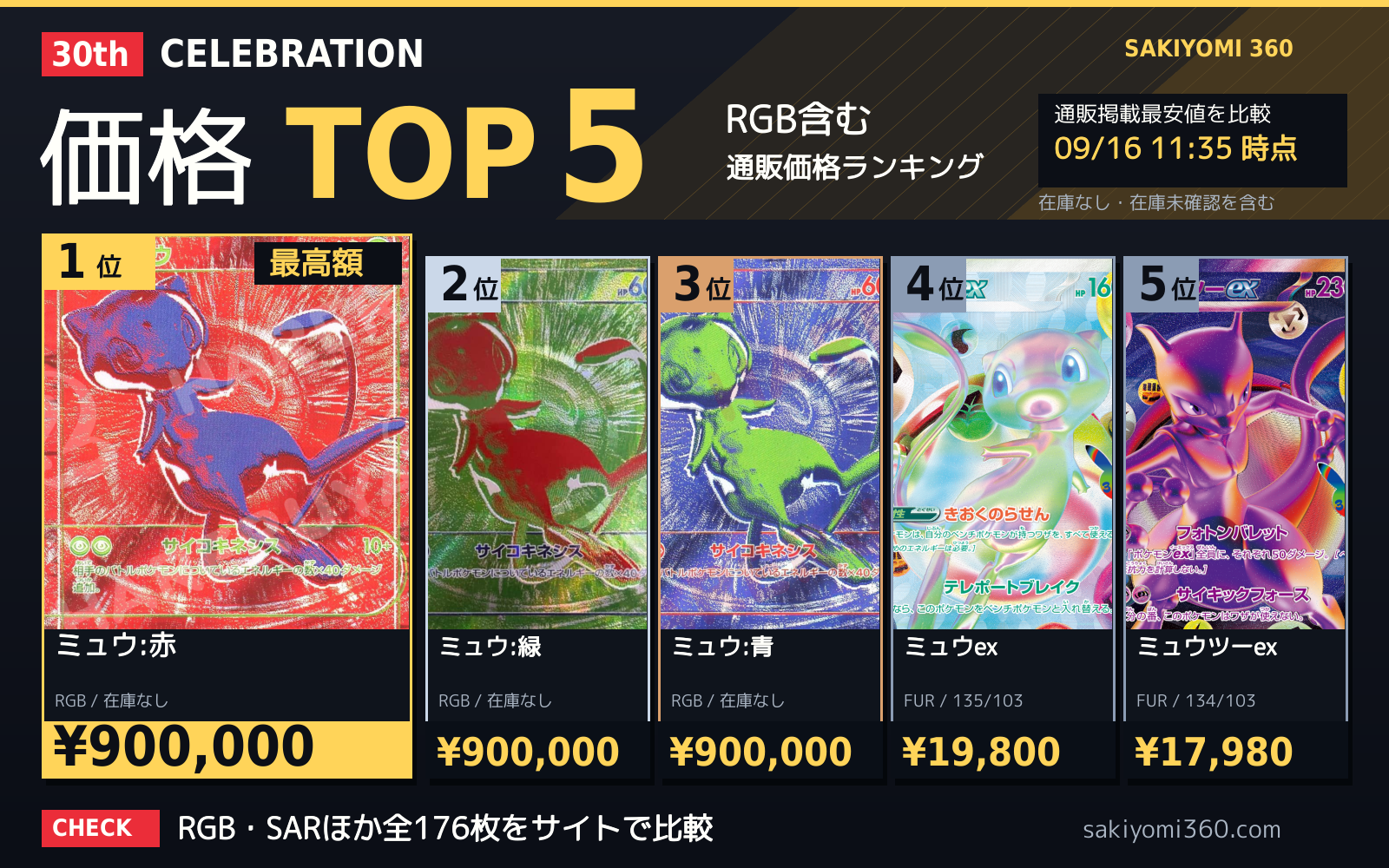30th CELEBRATION 価格TOP5|2026/09/16 12時版